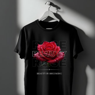Beauty In Becoming Vintage Red Rose Floral T Shirt