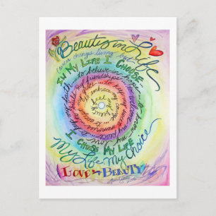 Beauty in Life Round Rainbow Postcard Vykort