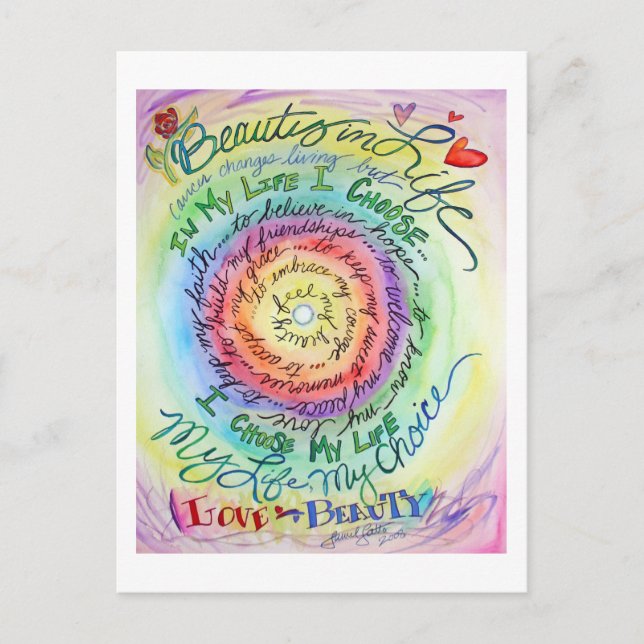 Beauty in Life Round Rainbow Postcard Vykort (Framsida)