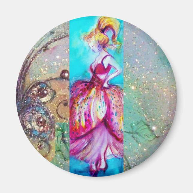 BEAUTY IN ROSA DRESS/Magic Butterfly Plant Magnet (Framsidan)
