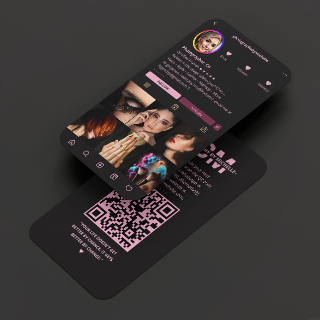 Beauty Instagram Photos Black Rosa Aestthetic Visitkort (Beauty Instagram Photos Black Pink Aesthetic Business Card
)