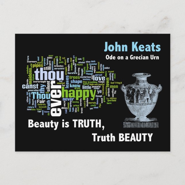 Beauty is Truth - John Keats - Grecian Urn Vykort (Framsida)