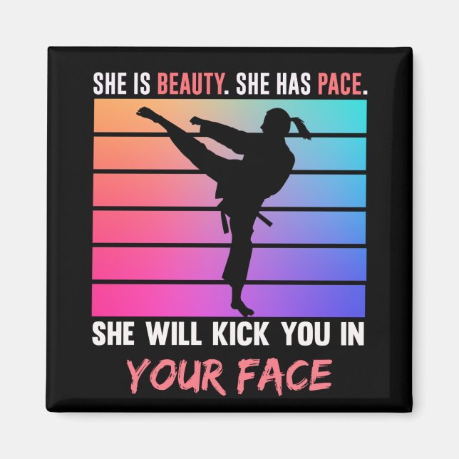 Beauty Karate Girl Kick You Taekwondo Jiu Jitsu Magnet (Framsidan)