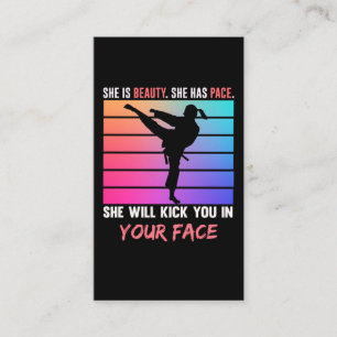 Beauty Karate Girl Kick You Taekwondo Jiu Jitsu Visitkort