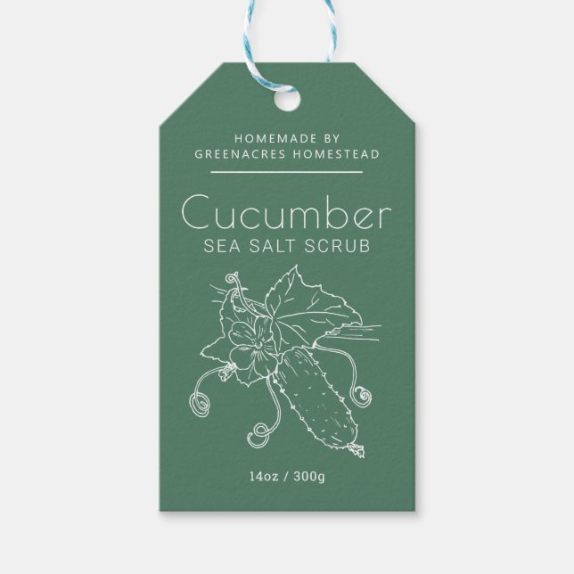 Beauty label Cucumber grönt white substances code Presentetikett (Framsidan)