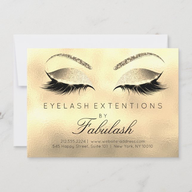 Beauty Lash Extension Salon Aftercare Guld Glass (Framsida)