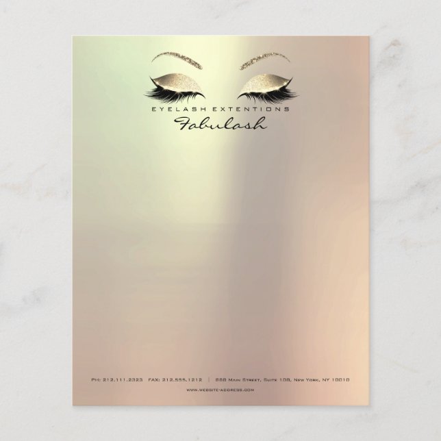 Beauty Lash Makeup Stylist Eyebrows Guld Ro Flygblad (Framsidan)