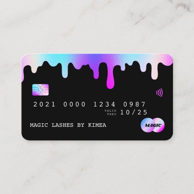 Beauty Lash Nagel Tech Lila & Rosa Kredit Stil Visitkort (Framsida)