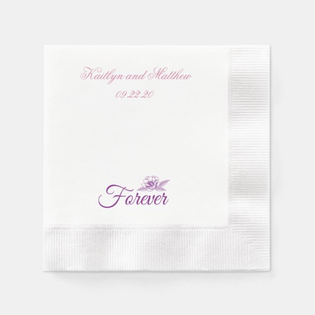 Beauty Lila Pur Bröllop Blommigt Pappersservett (Framsidan)