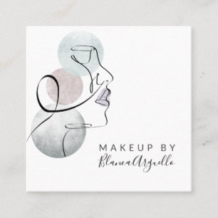 Beauty Logotyp Makeup Artist Business och Möte Fyrkantigt Visitkort