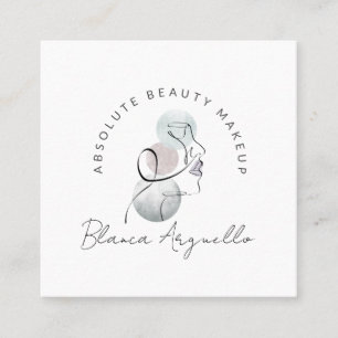 Beauty Logotyp Makeup Artist Business och Möte Fyrkantigt Visitkort