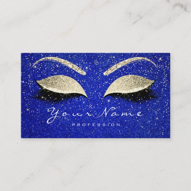 Beauty Loyalty Card 10 Makeup Lash Guld Blue Lojalitetskort (Framsida)