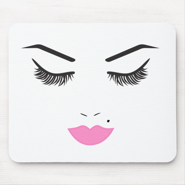 Beauty Makeup Ansikte Lash & Rosa Läppar Salon Musmatta (Framsidan)