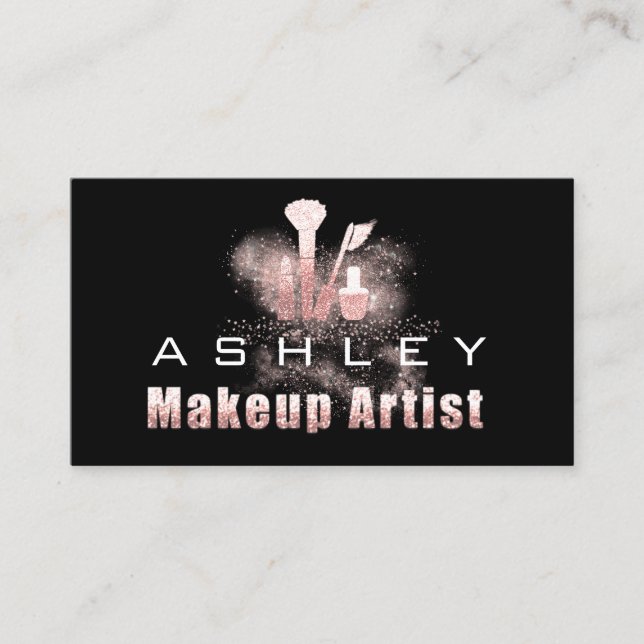 Beauty Makeup Artist Appointation Card Grått Rosa Visitkort (Framsida)