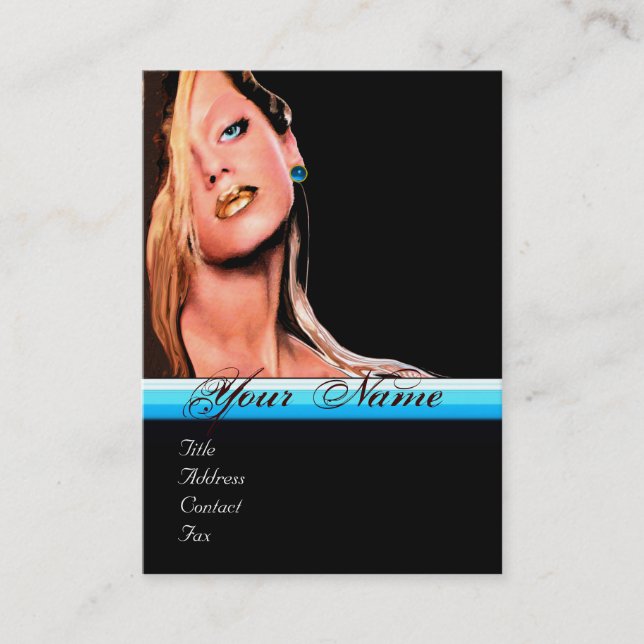 BEAUTY MAKEUP ARTIST monogram blue sapphire svart Visitkort (Framsida)