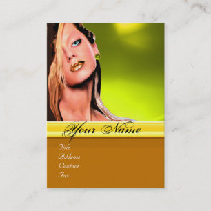BEAUTY MAKEUP ARTIST monogram grått topaz gult Visitkort