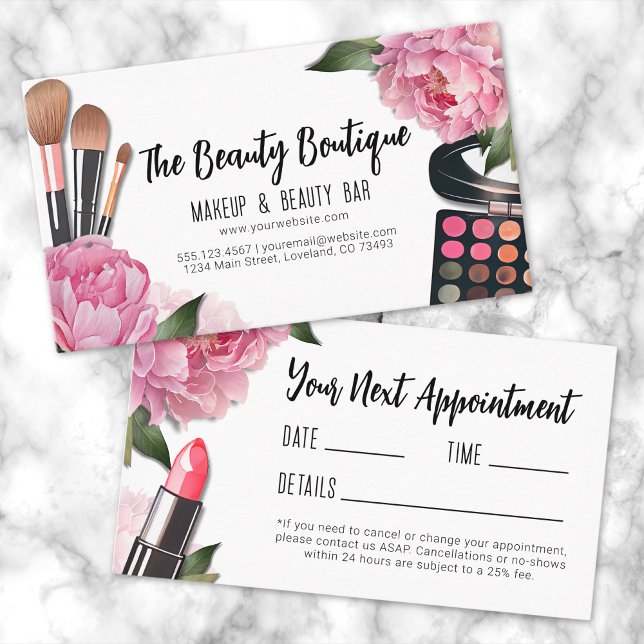 Beauty Makeup Artist Möte Visitkort (Beauty Makeup Artist Appointment Business Card )