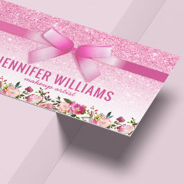 Beauty Makeup Artist Rosa Glitter Blommigt Visitkort