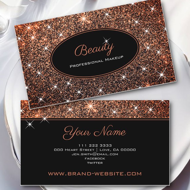 Beauty Makeup Ro i Luminous Guld Visitkort (Skapare uppladdad)