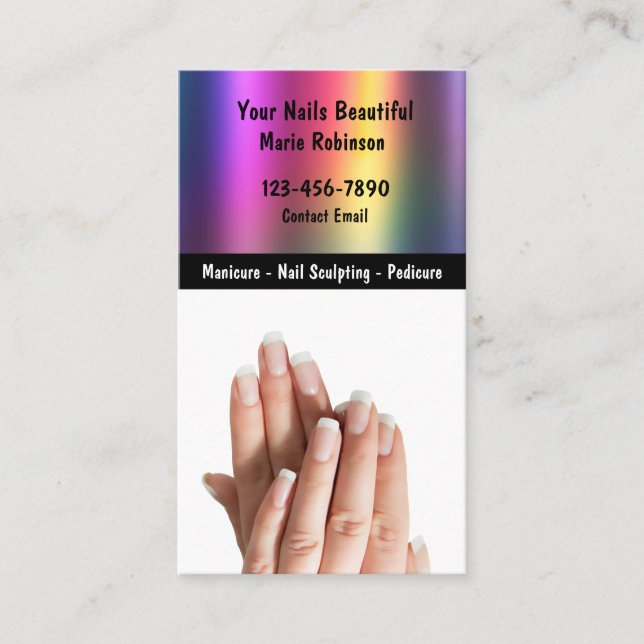 Beauty Manicured Nails Business Card Visitkort (Framsida)
