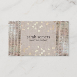Beauty & Mode Guld Confetti Silver Sequins Visitkort