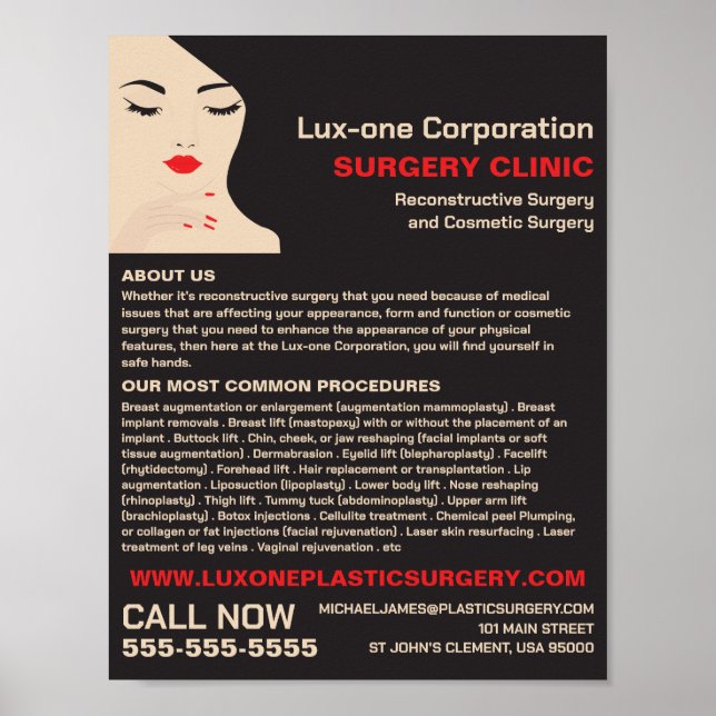 Beauty Model, Plastic Surgeon, Plastic Surgery Poster (Framsidan)