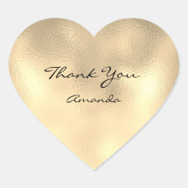 Beauty Namn Möhippa Heart Tack, Champaigne Metalli Hjärtformat Klistermärke