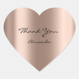 Beauty Namn Möhippa Heart Tack Ro Guld Metallic Hjärtformat Klistermärke
