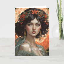 Beauty nr 1 grattis på födelsedagen Art nouveau