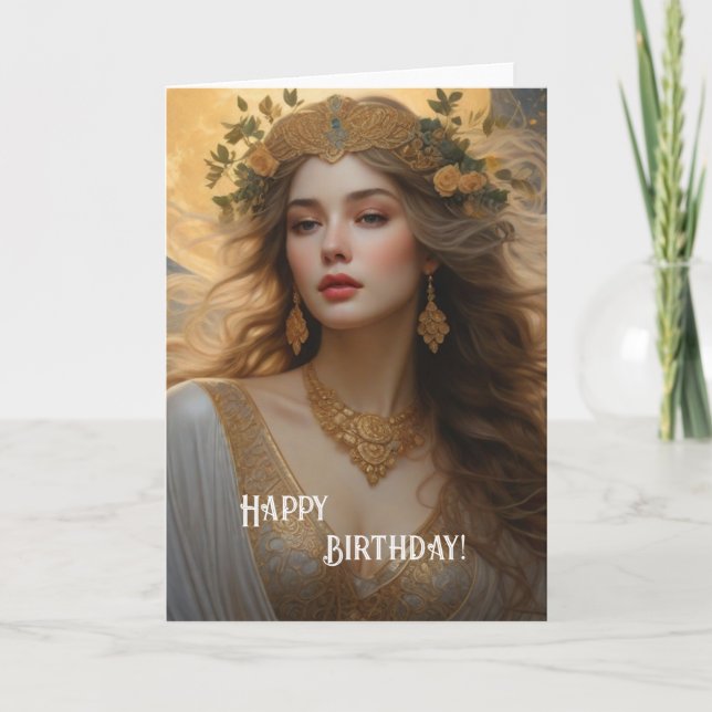 Beauty nr. 4 grattis på födelsedagen Art nouveau Kort (Framsida)