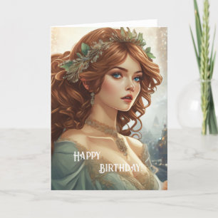 Beauty nr 5 grattis på födelsedagen Art nouveau Kort