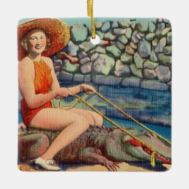 Beauty och Alligator Beast Julgransprydnad Keramik (Framsida)