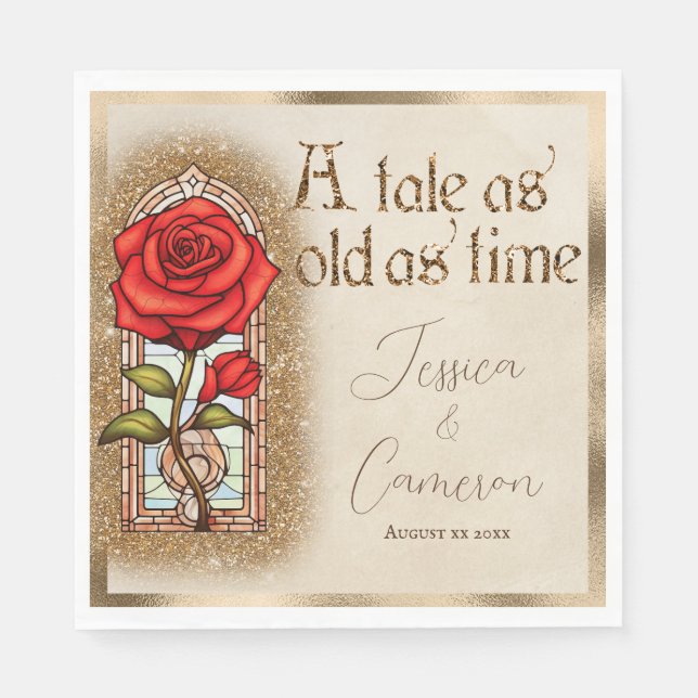 Beauty och Beast av glaset Ro Pappersservett (Framsidan)