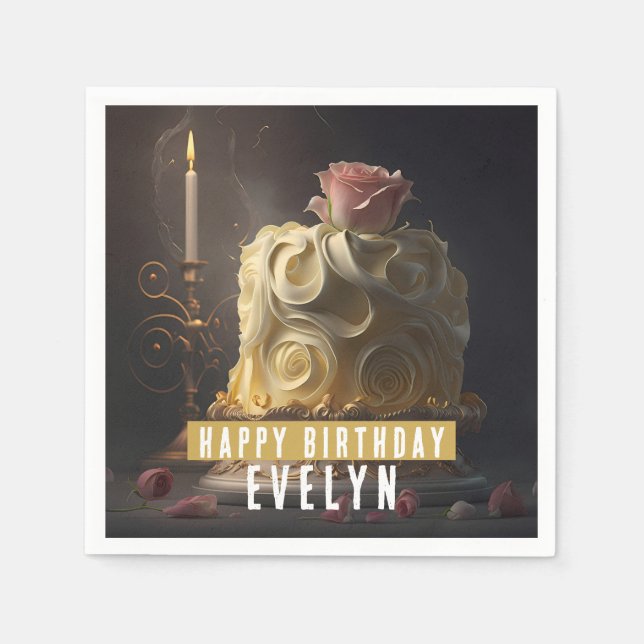 Beauty och Beast Birthday Cake - Pappersservett (Framsidan)