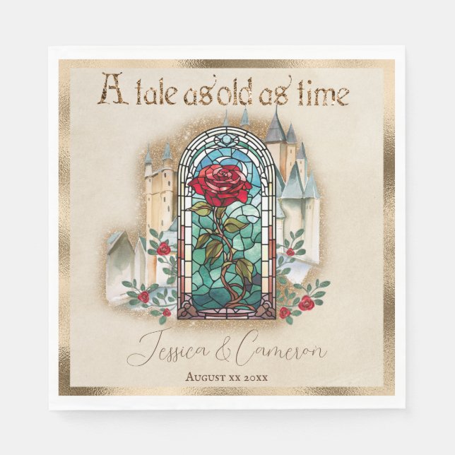 Beauty och Beast Castle av glasaktigt Ro Pappersservett (Framsidan)