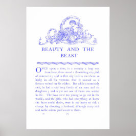 Beauty och Beast Fairy Tale Bok Blue Poster