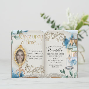 Beauty och Beast Fairy Tale Bok Photo Inbjudningar