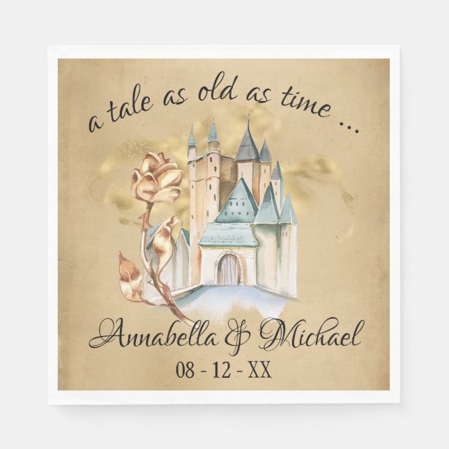 Beauty och Beast Fairytale Castle and Ro Pappersservett (Framsidan)