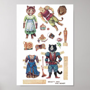 Beauty och Beast, Papper Doll, Louis Wain Poster