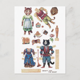 Beauty och Beast, Papper Doll, Louis Wain Vykort