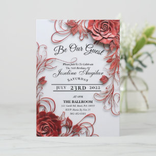 Beauty och Beast Sweet 16 Ros inbjudningar