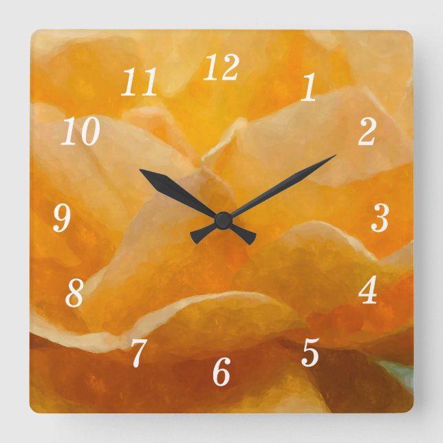 Beauty of a Ro Painterly Wall Clock Fyrkantig Klocka (Framsida)