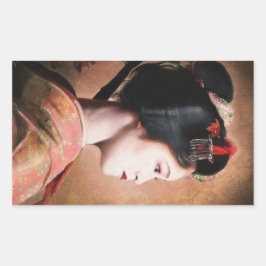 Beauty of Geisha - coola oriental japanese-målning Rektangulärt Klistermärke