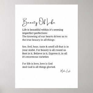 Beauty of Life Inspirational Dikt Art Poster