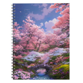Beauty of the Stream and Sakura Bridge Anteckningsbok