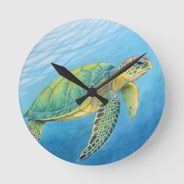Beauty of the turtle rund klocka (Framsida)