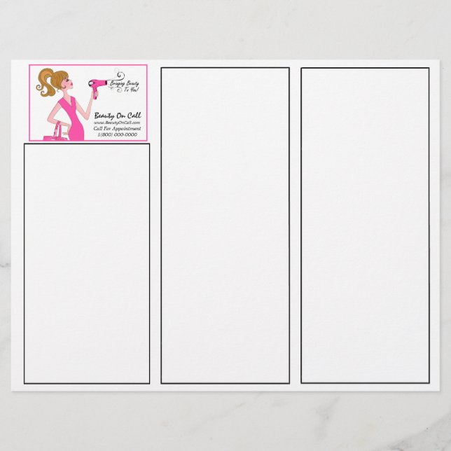 Beauty On Call Hair+Stylist Tri-Fold Brochures (Framsida)