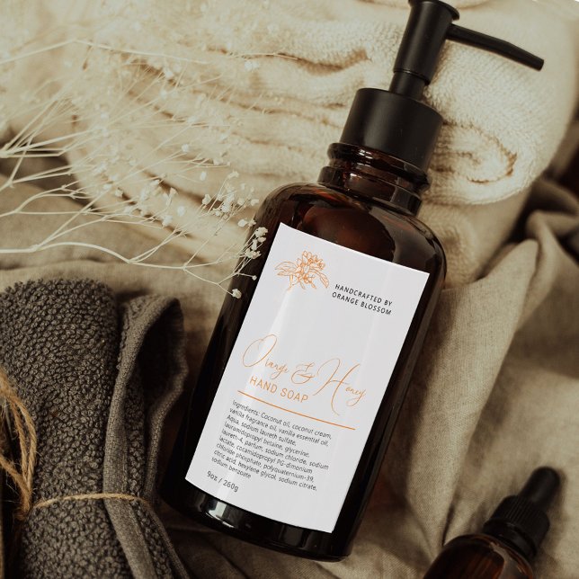 Beauty orange and honey white hand tvättar etikett (Skapare uppladdad)