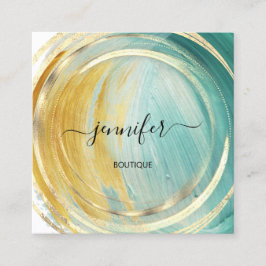 Beauty Organic Bio Shop QR Logotyp Soap Grönt Guld Fyrkantigt Visitkort