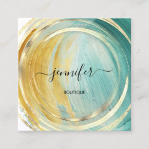 Beauty Organic Bio Shop QR Logotyp Soap Grönt Guld Fyrkantigt Visitkort